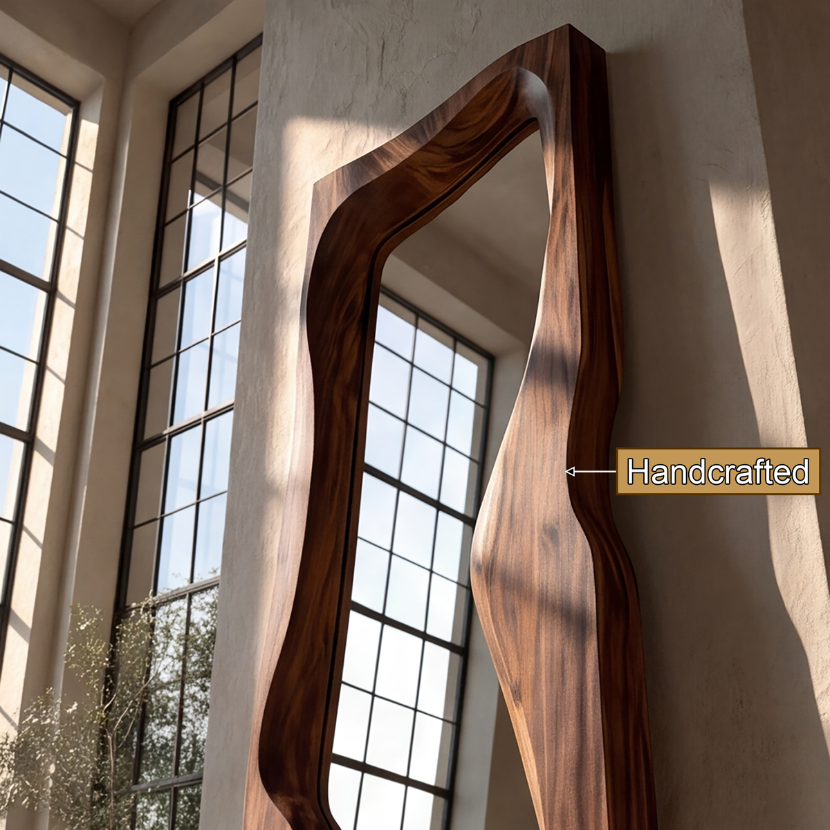 Ravessa Undulating Sculpted Handcrafted Mirror Frame by Timberustic — handcrafted details