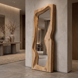 Ravessa Undulating Sculpted Handcrafted Mirror Frame by Timberustic — Natural Oak finish
