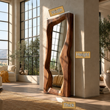 Ravessa Undulating Sculpted Handcrafted Mirror Frame by Timberustic — product dimensions