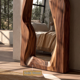 Ravessa Undulating Sculpted Handcrafted Mirror Frame by Timberustic — solid wood detail