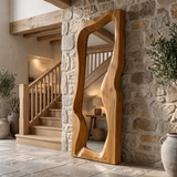 Ravessa Undulating Sculpted Handcrafted Mirror Frame by Timberustic — Teak finish