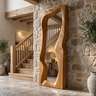 Ravessa Undulating Sculpted Handcrafted Mirror Frame by Timberustic — Teak finish