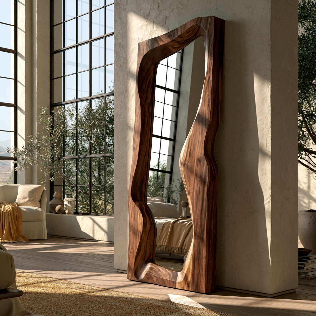 Ravessa Undulating Sculpted Handcrafted Mirror Frame by Timberustic — overall product view