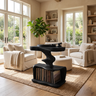 Rhyvora Twisting Sculpted Handcrafted Record Player Stand With Storage Black - Timberustic Record Player Stand With Storage