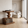 Rhyvora Twisting Sculpted Handcrafted Record Player Stand With Storage Brown - Timberustic Record Player Stand With Storage