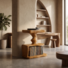 Rhyvora Twisting Sculpted Handcrafted Record Player Stand With Storage Teak - Timberustic Record Player Stand With Storage