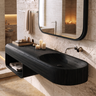 Rivessa Ribbed Sculpted Handcrafted Floating Bathroom Vanity with Integrated Sink and Open Storage by Timberustic — Black finish