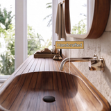 Rivessa Ribbed Sculpted Handcrafted Floating Bathroom Vanity with Integrated Sink and Open Storage by Timberustic — handcrafted details