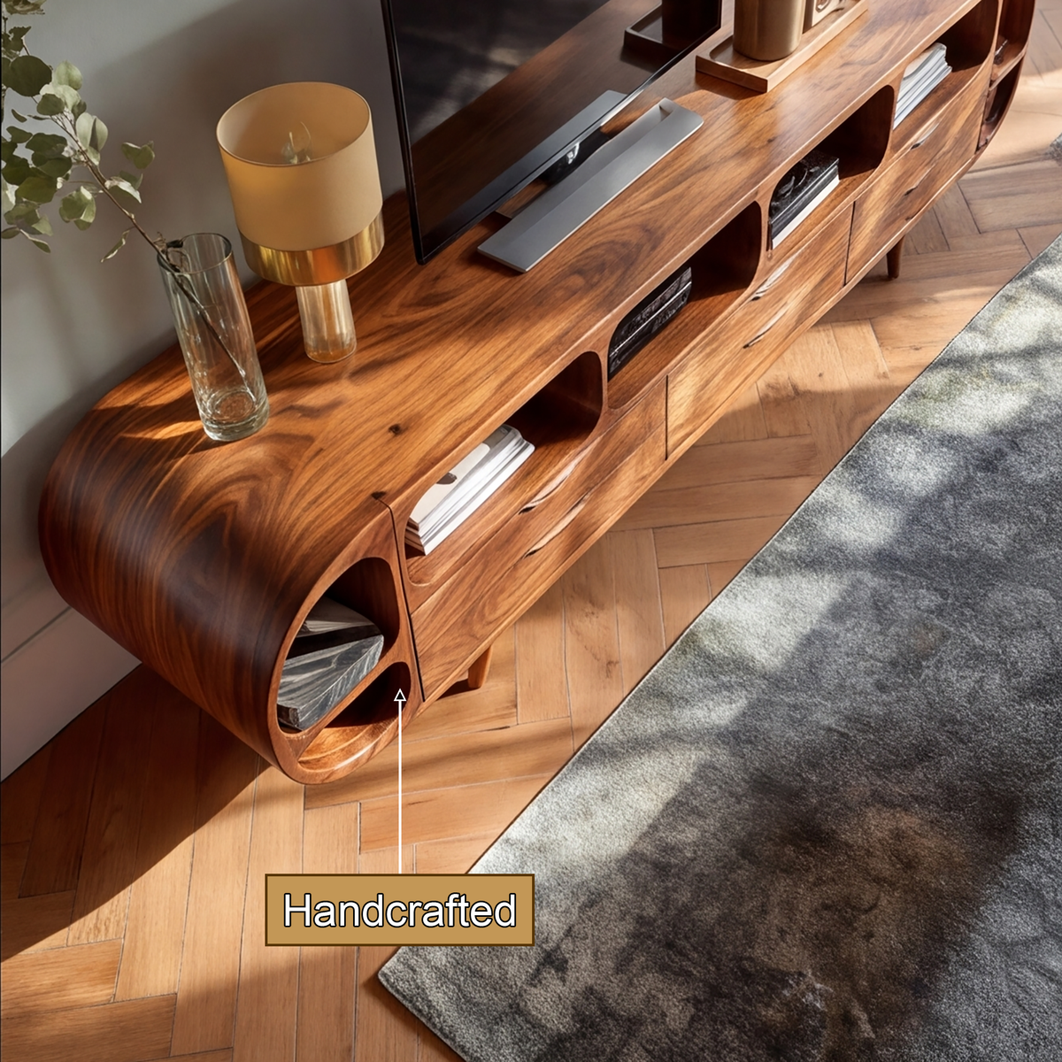 Rovaro Rounded Silhouette Handcrafted TV Console - Timberustic TV Console