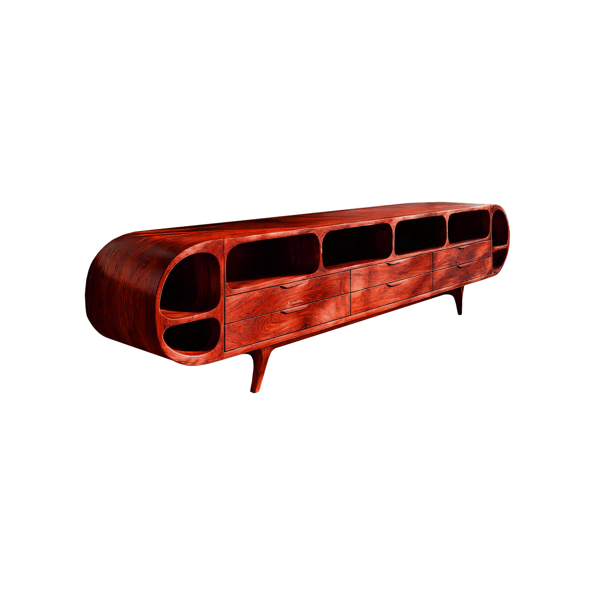 Rovaro Rounded Silhouette Handcrafted TV Console Mahogany - Timberustic TV Console