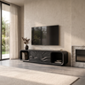 Solvaya Sculpted Sunrise Landscape Handcrafted TV Cabinet Black - Timberustic TV Cabinet