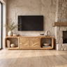 Solvaya Sculpted Sunrise Landscape Handcrafted TV Cabinet Natural Oak - Timberustic TV Cabinet
