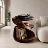 Sonavere Twisting Sculpted Handcrafted Record Player Stand With Storage Dark Walnut - Timberustic Record Player Stand With Storage