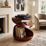 Sonavere Twisting Sculpted Handcrafted Record Player Stand With Storage Mahogany - Timberustic Record Player Stand With Storage