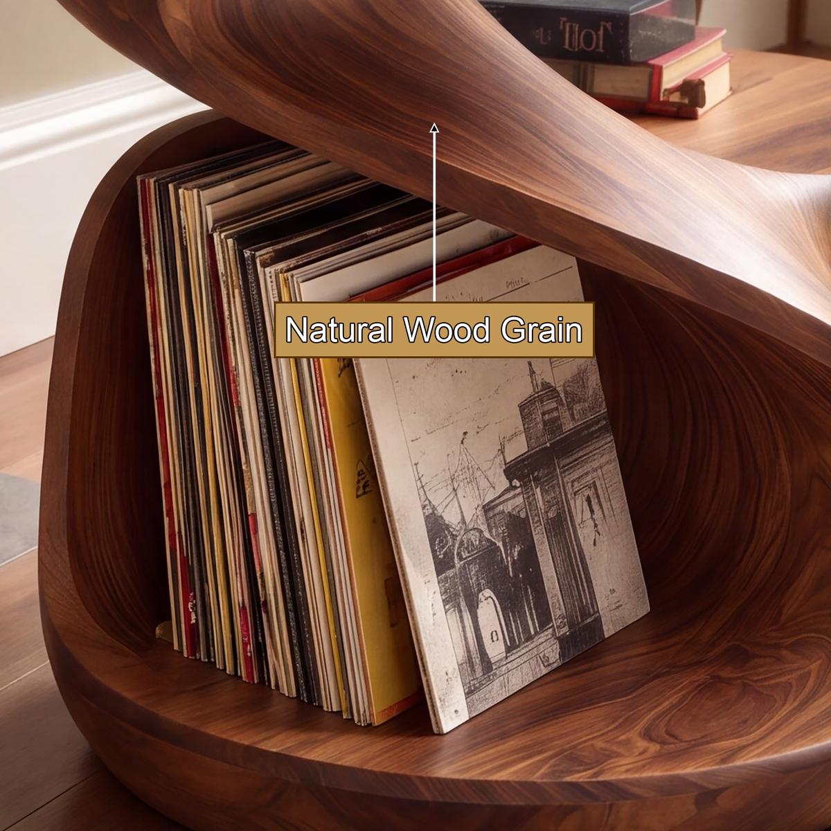 Sonavere Twisting Sculpted Handcrafted Record Player Stand With Storage - Timberustic Record Player Stand With Storage
