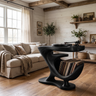 Sonvella Flowing Sculpted Handcrafted Record Player Stand With Storage Black - Timberustic Record Player Stand With Storage