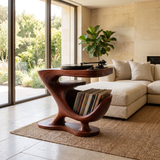 Sonvella Flowing Sculpted Handcrafted Record Player Stand With Storage Mahogany - Timberustic Record Player Stand With Storage