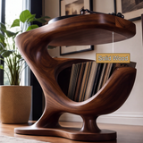 Sonvella Flowing Sculpted Handcrafted Record Player Stand With Storage - Timberustic Record Player Stand With Storage