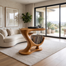 Sonvella Flowing Sculpted Handcrafted Record Player Stand With Storage Teak - Timberustic Record Player Stand With Storage
