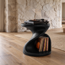 Sonvessa Twisting Sculpted Handcrafted Record Player Stand With Storage Black - Timberustic Record Player Stand With Storage