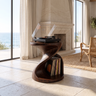 Sonvessa Twisting Sculpted Handcrafted Record Player Stand With Storage Dark Walnut - Timberustic Record Player Stand With Storage