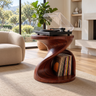 Sonvessa Twisting Sculpted Handcrafted Record Player Stand With Storage Mahogany - Timberustic Record Player Stand With Storage