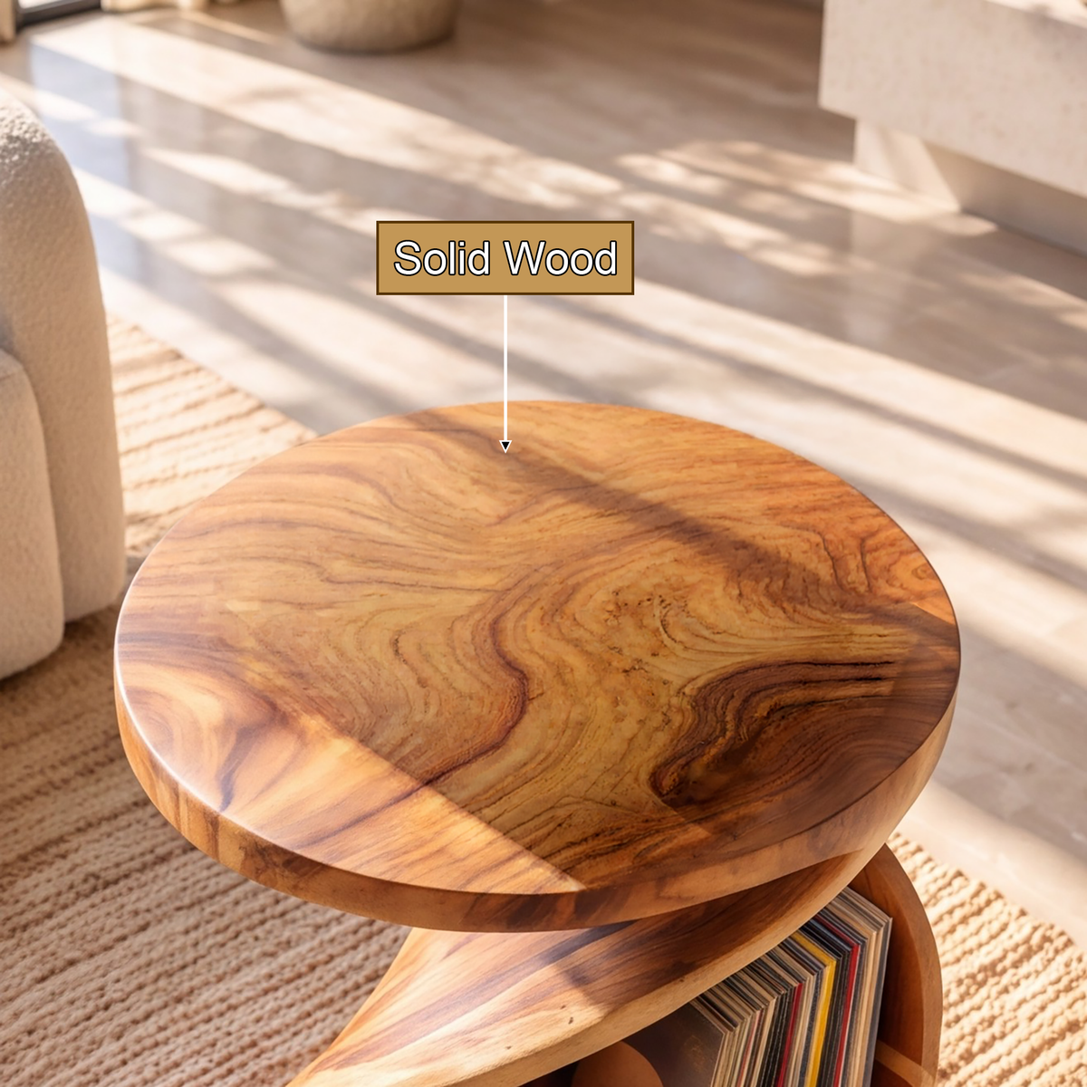 Sonvessa Twisting Sculpted Handcrafted Record Player Stand With Storage - Timberustic Record Player Stand With Storage