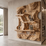 Stratavorn Topographic Mountain Handcrafted Floating Wine Shelf by Timberustic — Natural Oak finish