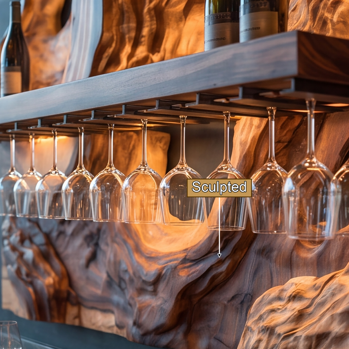 Stratavorn Topographic Mountain Handcrafted Floating Wine Shelf by Timberustic — product detail view 4