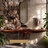 Sylavyn Sculpted Slab Handcrafted Floating Bathroom Vanity with Integrated Sink - Timberustic Floating Bathroom Vanity with Integrated Sink