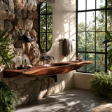 Sylavyn Sculpted Slab Handcrafted Floating Bathroom Vanity with Integrated Sink - Timberustic Floating Bathroom Vanity with Integrated Sink