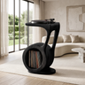 Sylawyn Circular Sculpted Handcrafted Record Player Stand With Storage Black - Timberustic Record Player Stand With Storage