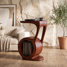 Sylawyn Circular Sculpted Handcrafted Record Player Stand With Storage Mahogany - Timberustic Record Player Stand With Storage