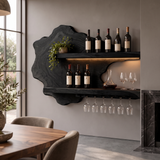 Sylelune Live Edge Handcrafted Floating Wine Shelf by Timberustic — Black finish