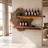 Sylelune Live Edge Handcrafted Floating Wine Shelf by Timberustic — Brown finish