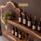 Sylelune Live Edge Handcrafted Floating Wine Shelf by Timberustic — solid wood detail