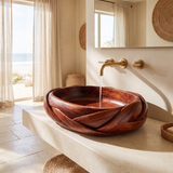 Sylemere Interwoven Sculpted Handcrafted Vessel Sinks Mahogany - Timberustic Vessel Sinks