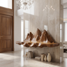 Sylerell Sculpted Mountain Landscape Handcrafted Floating Shelf by Timberustic — Brown finish