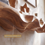 Sylerell Sculpted Mountain Landscape Handcrafted Floating Shelf by Timberustic — natural wood grain detail