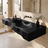 Sylevane Sculpted Basin Handcrafted Floating Bathroom Vanity with Integrated Sink Black - Timberustic Floating Bathroom Vanity with Integrated Sink