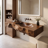 Sylevane Sculpted Basin Handcrafted Floating Bathroom Vanity with Integrated Sink Brown - Timberustic Floating Bathroom Vanity with Integrated Sink