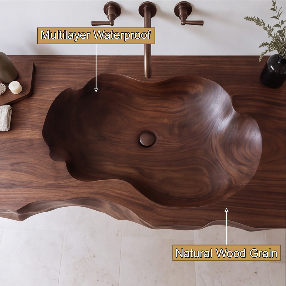 Sylevane Sculpted Basin Handcrafted Floating Bathroom Vanity with Integrated Sink - Timberustic Floating Bathroom Vanity with Integrated Sink