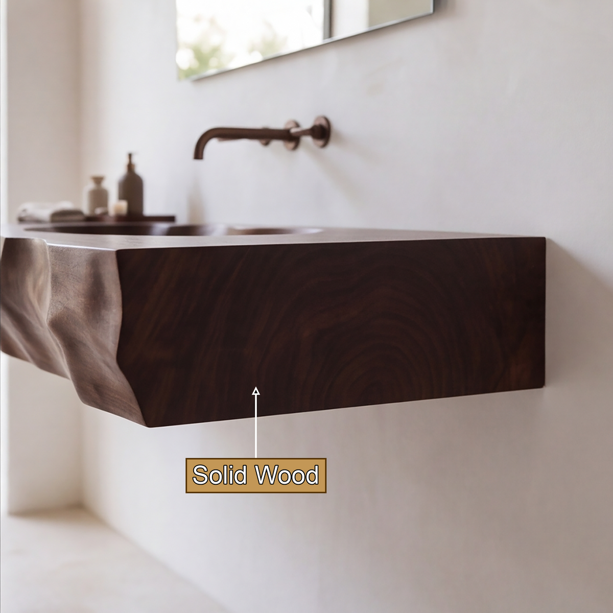 Sylevane Sculpted Basin Handcrafted Floating Bathroom Vanity with Integrated Sink - Timberustic Floating Bathroom Vanity with Integrated Sink