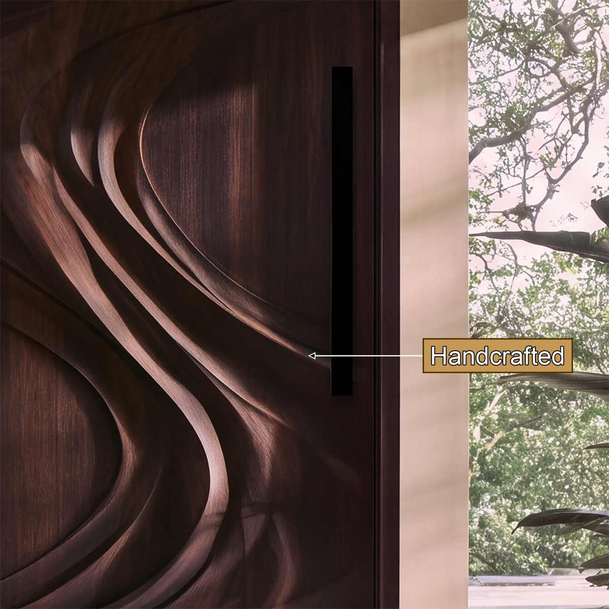 Sylevella Flowing Wave Sculpted Handcrafted Door by Timberustic — handcrafted details