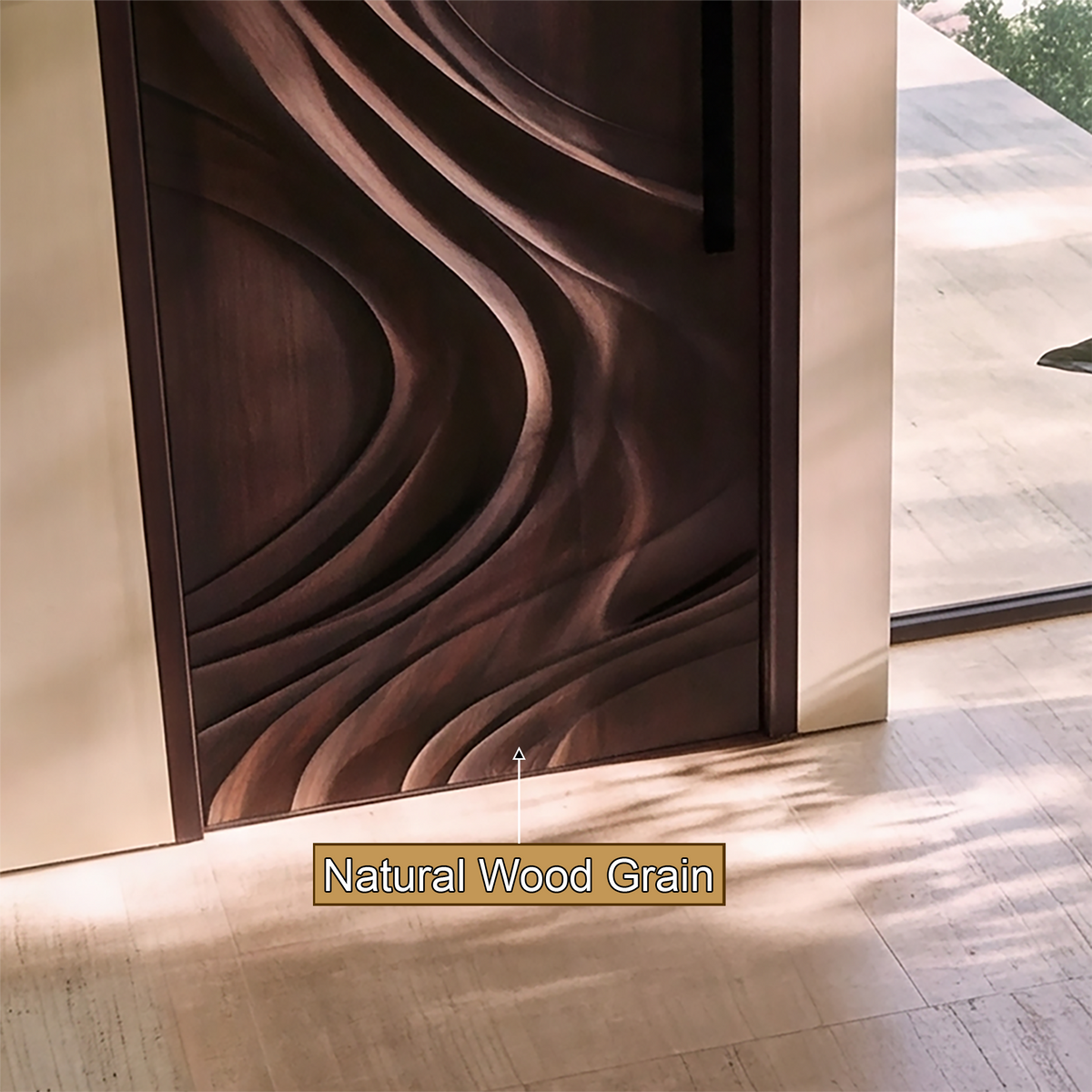 Sylevella Flowing Wave Sculpted Handcrafted Door by Timberustic — natural wood grain detail