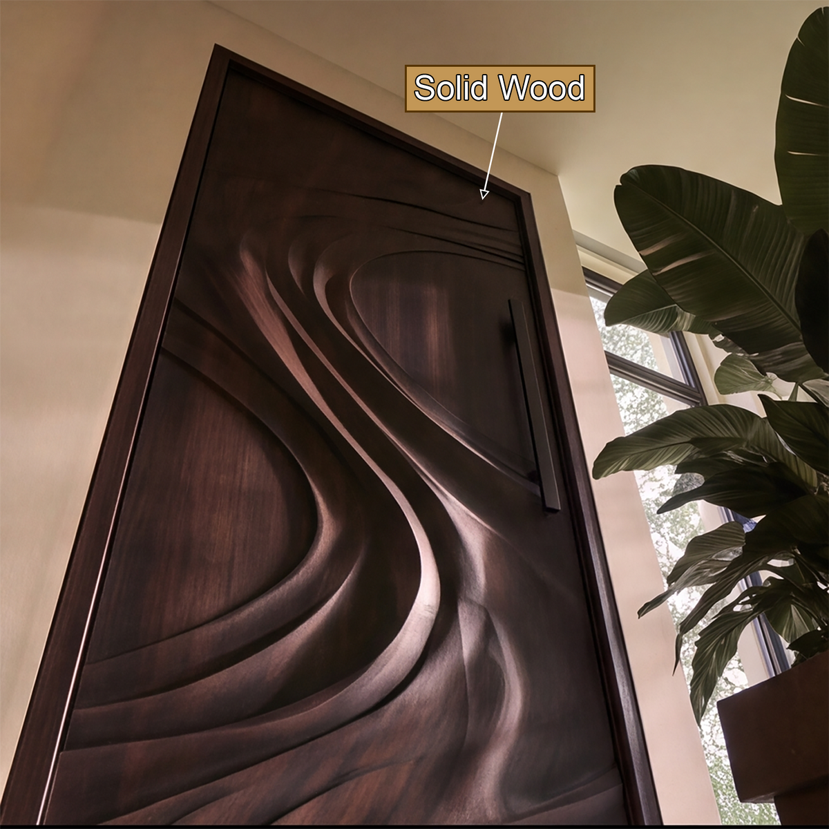Sylevella Flowing Wave Sculpted Handcrafted Door by Timberustic — solid wood detail