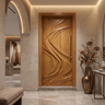 Sylevella Flowing Wave Sculpted Handcrafted Door by Timberustic — Teak finish