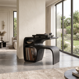 Sylewyn Asymmetric Sculpted Handcrafted Record Player Stand With Storage Black - Timberustic Record Player Stand With Storage