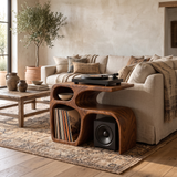 Sylewyn Asymmetric Sculpted Handcrafted Record Player Stand With Storage Brown - Timberustic Record Player Stand With Storage