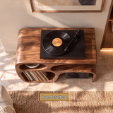 Sylewyn Asymmetric Sculpted Handcrafted Record Player Stand With Storage - Timberustic Record Player Stand With Storage